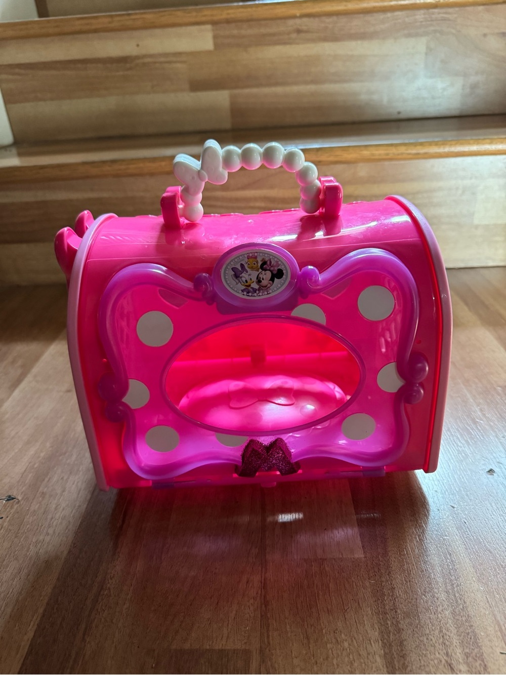 Disney Bright Pink Minnie-Inspired Toy Carrier with Beaded Handle